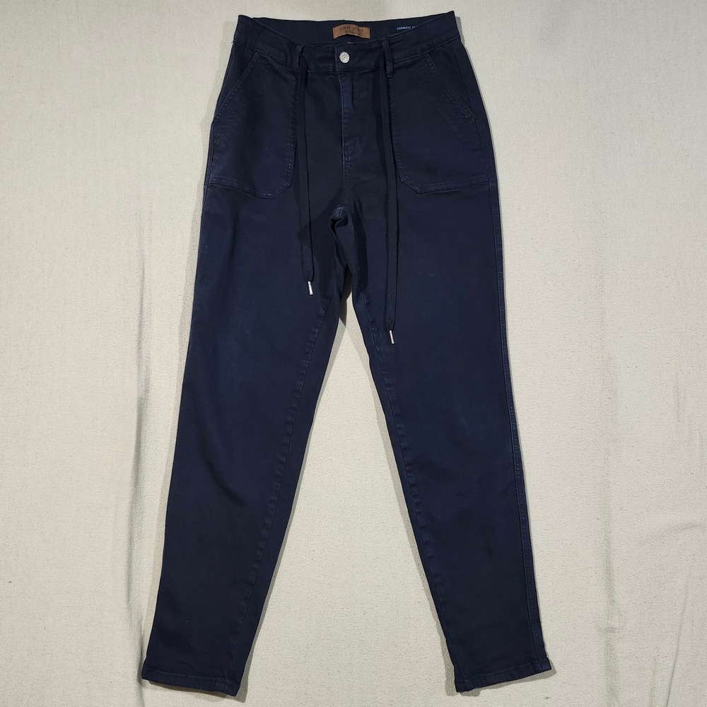 Judy Blue Navy Blue Faded Black Garment Dyed Utility Pant Women 7/28 Tapered Leg